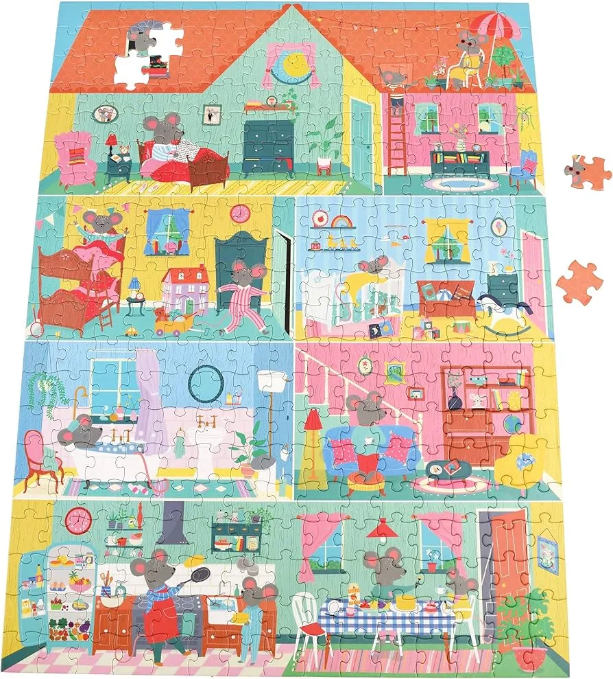 A 300 piece jigsaw puddle of a cartoon mouse house