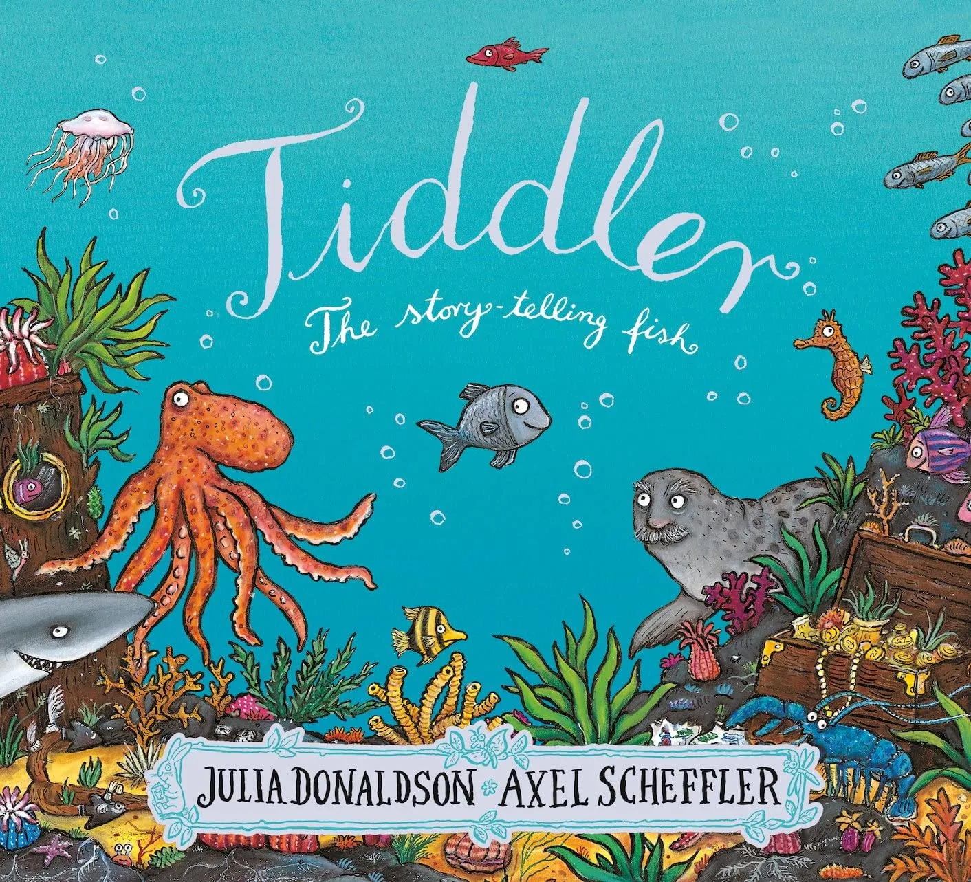 The Julia Donaldson Tiddler book with an octopus, seal and small fish drawing